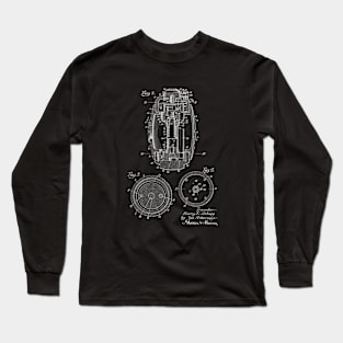 Hand Grenade Vintage Patent Drawing Long Sleeve T-Shirt